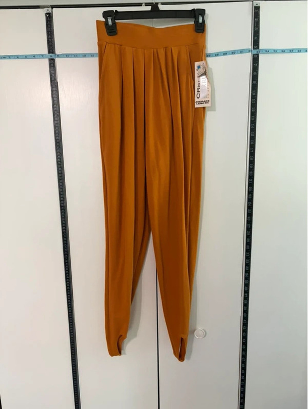 Deadstock Vintage NWT Cristina Dark Yellow Stirrup Pants M 80s 90s High Waist